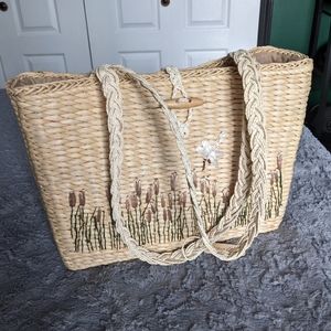 Naturalizer Summer Rattan Straw Woven Tote Bag